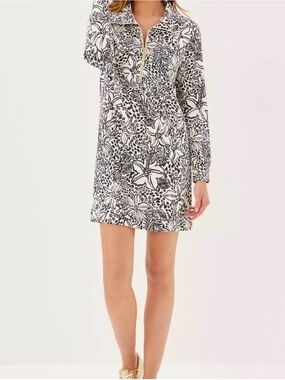 NWT Lilly Pulitzer ELENI DRESS 👗 UPF 50+ “Onyx Lots To Spot” MSRP $158 NWT sz LG